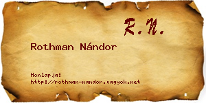 Rothman Nándor névjegykártya